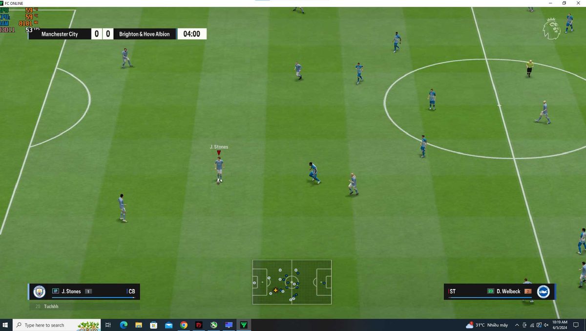 Setting cấu hình thấp nhất và để độ phân giải FHD chế độ cửa sổ ổn định với mức FPS 50-60.