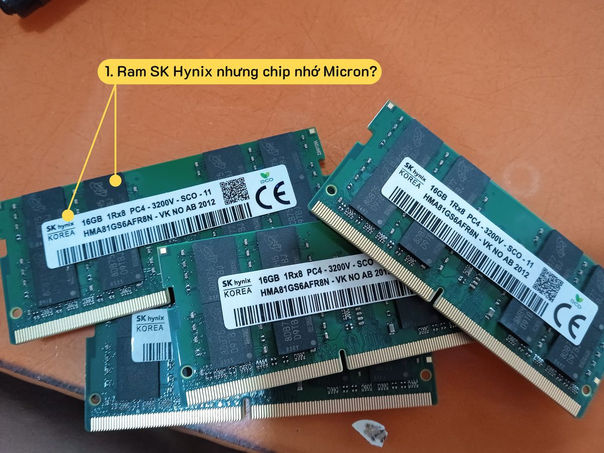 Chip Micron nhưng tem RAM là SK Hynix.